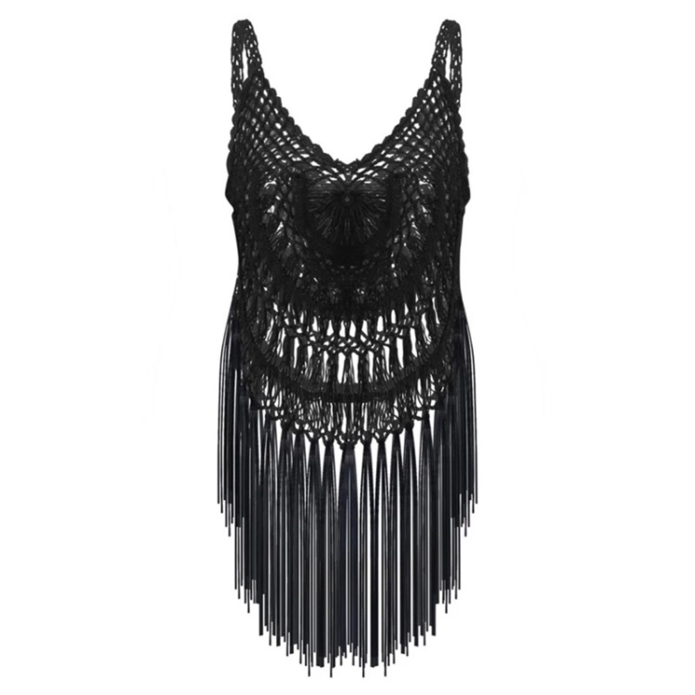 LAST ONE NEW Tassel Crochet Cover Up - Picture 6 of 7